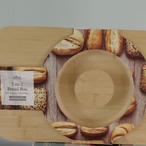 3-in-1 Bamboo Bread Box in Natural Wood